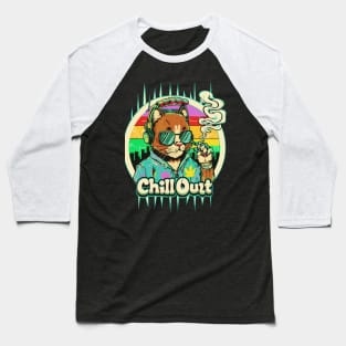 Chill Out: Hip Hop Cat Art Piece Baseball T-Shirt